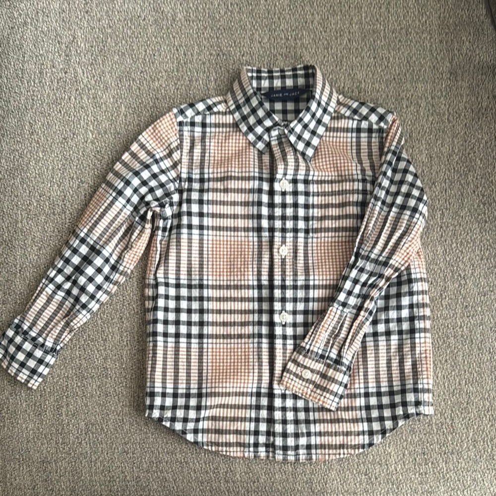 Plaid Kids Shirt - Black and Tan